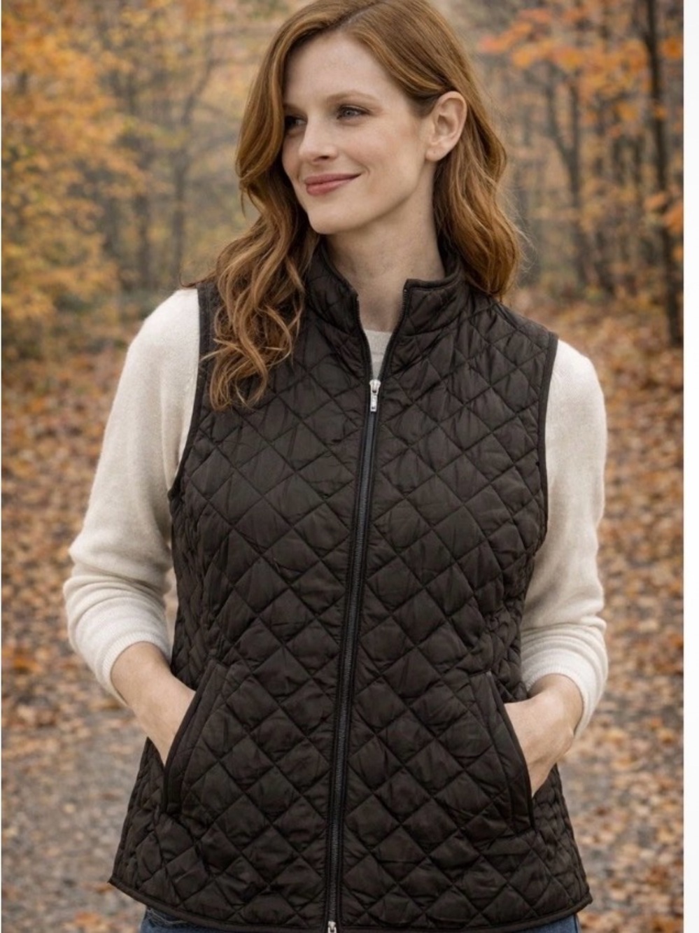 Karen Scott Black Quilted Vest - Sport